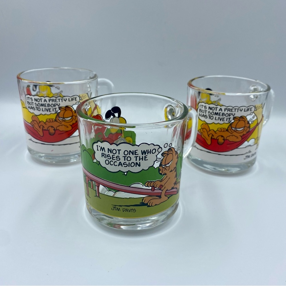 Garfield Characters 1978 McDonald’s Glass Mugs, set of 3.